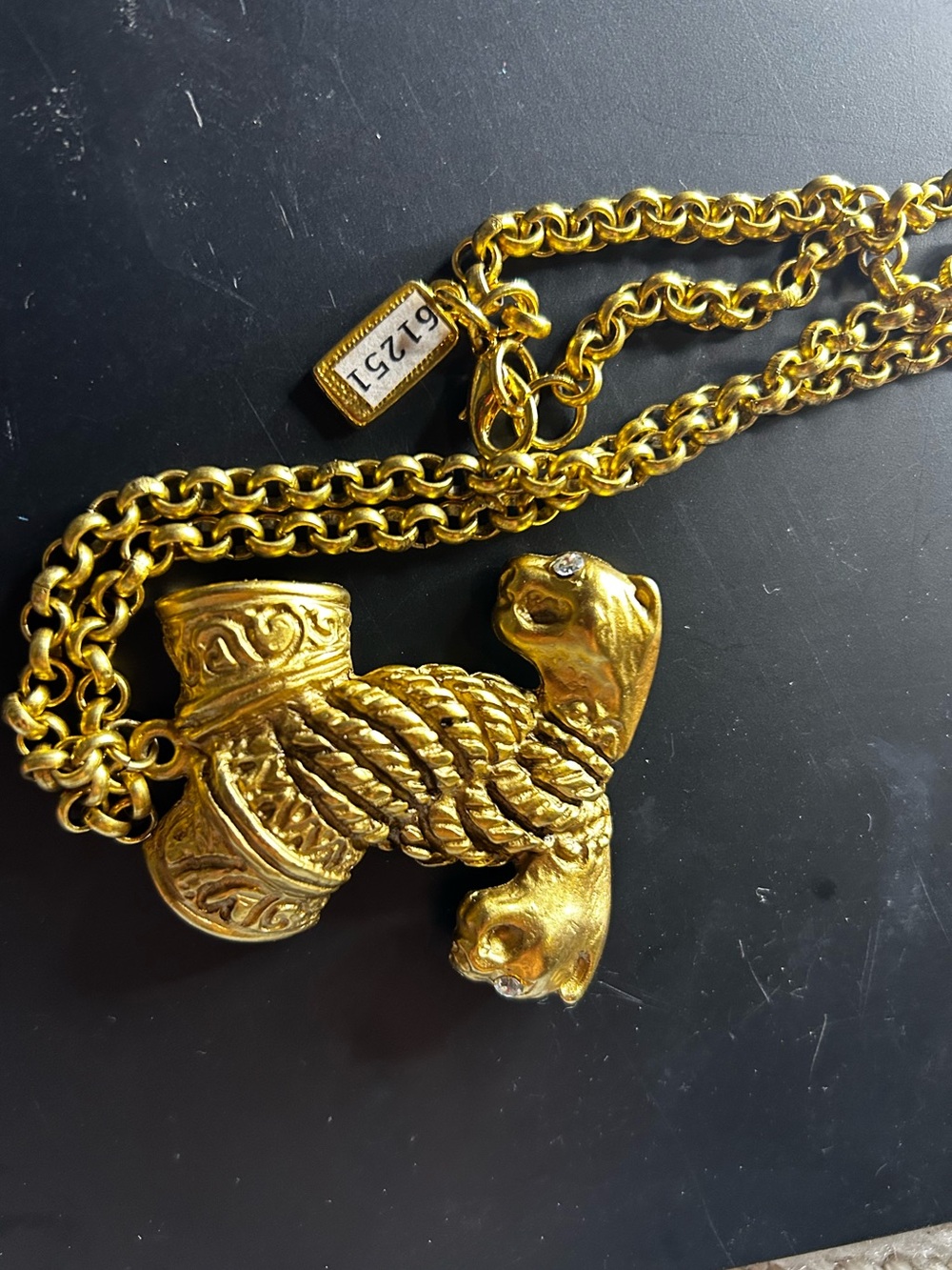 Gold Rope Knot Pendant Necklace - Chunky Statement